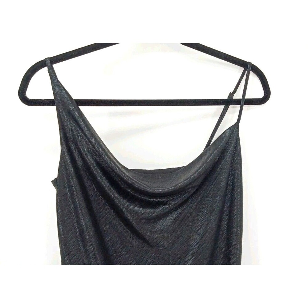 Sugar + Lips Black Satin Cowl Neck Slip Mini Dress NWT Date Night Cocktail Party - Picture 7 of 9